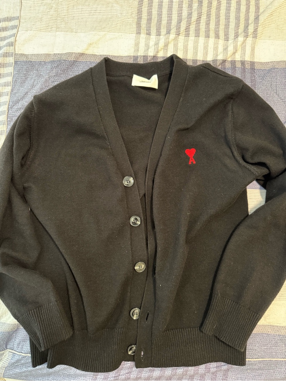 Authentic Black Ami V-Neck Cardigan Sweater